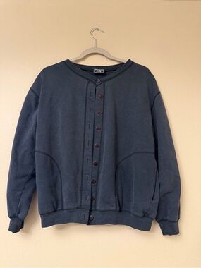 Vintage Southern Lady Button-Front Cardigan - Navy
